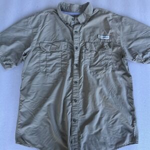 Magellan Outdoors Fish Gear Relaxed Fit Men's Large Khaki Button Down